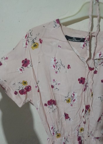 36 Beden Pembe Çiçekli Bohem Midi Elbise