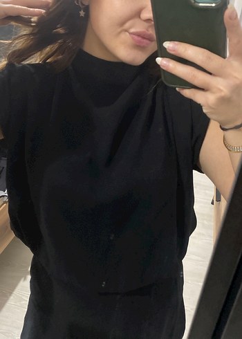 Siyah Mini Yüksek Yakalı Kadın Tulum - Görsel 2