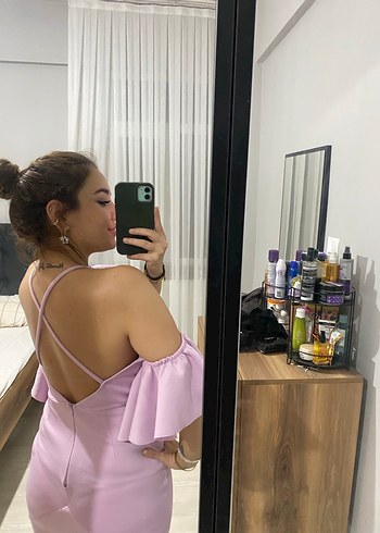 Pudra Pembe Uzun Elbise - Görsel 5