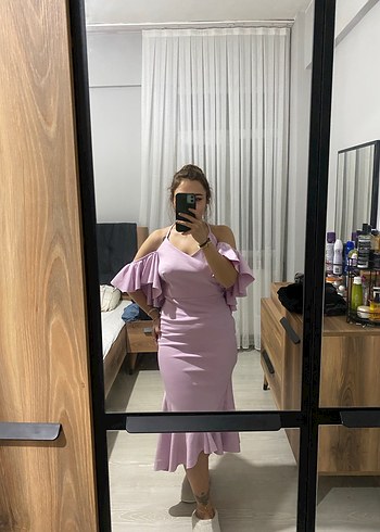 Pudra Pembe Uzun Elbise - Görsel 2