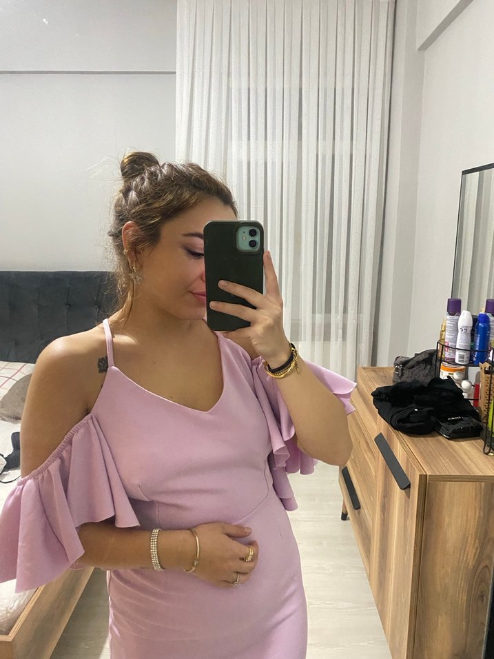 Pudra Pembe Uzun Elbise - Görsel 4