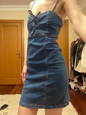 m Beden Denim elbise