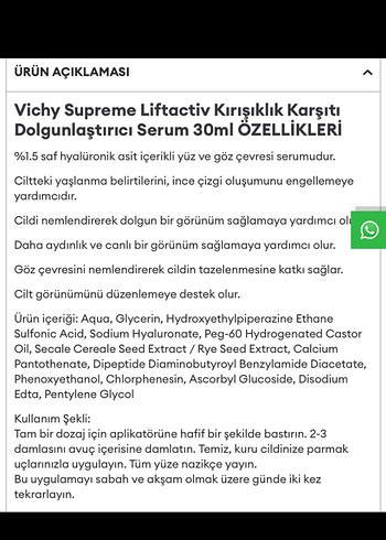 Vichy Liftactiv Supreme HA Anti-Aging Serum 10 ml - Görsel 3