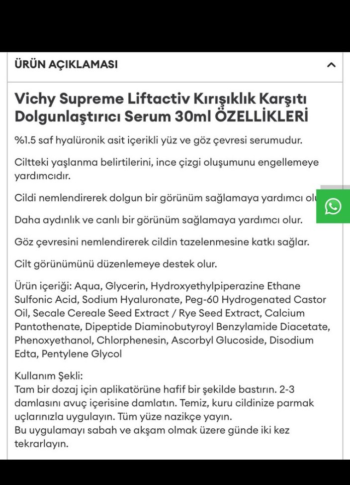 Vichy Liftactiv Supreme HA Anti-Aging Serum 10 ml - Görsel 3