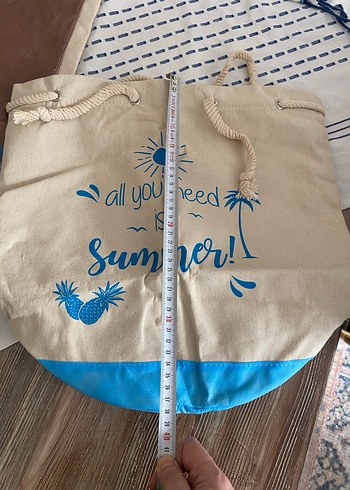 Bohem Mavi Baskılı Yazlık Plaj Çantası - Görsel 6