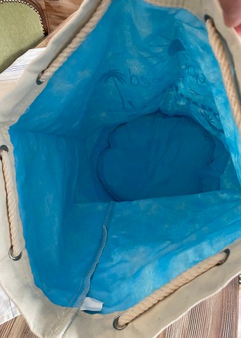 Bohem Mavi Baskılı Yazlık Plaj Çantası - Görsel 5