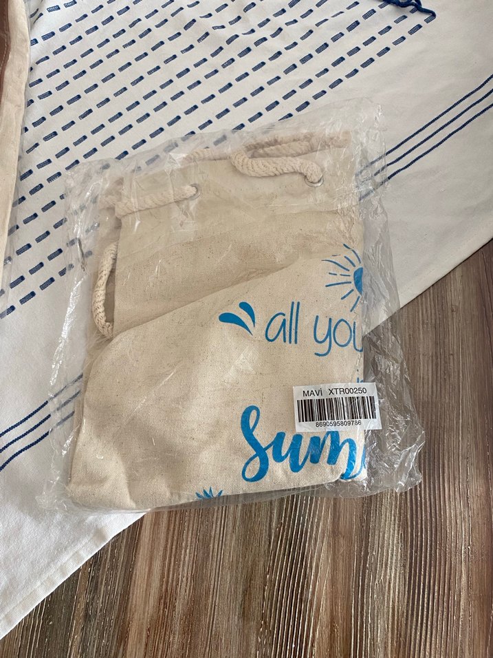 Bohem Mavi Baskılı Yazlık Plaj Çantası - Görsel 2