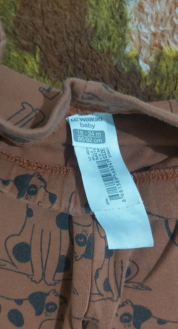 Kız Çocuk Kahverengi Baskılı Rahat Tayt - Görsel 2