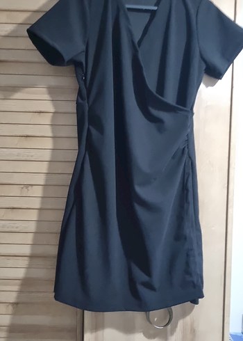 V Yaka Siyah Midi Hamile Elbisesi - Görsel 3