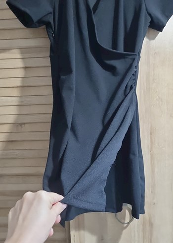 V Yaka Siyah Midi Hamile Elbisesi - Görsel 2