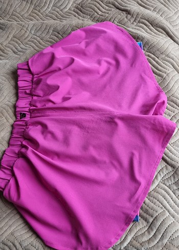 Pembe Drapeli Rahat Kadın Deniz Şortu - Görsel 4