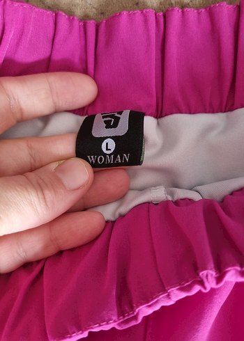 Pembe Drapeli Rahat Kadın Deniz Şortu - Görsel 2