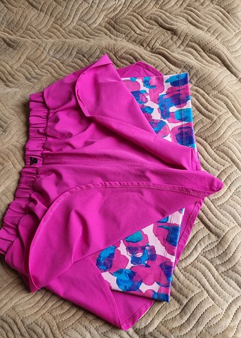 Pembe Drapeli Rahat Kadın Deniz Şortu - Görsel 5