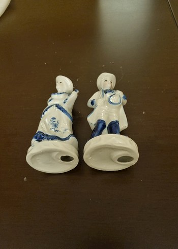 Mavi Detaylı Klasik Seramik Biblo Seti Antika - Görsel 3