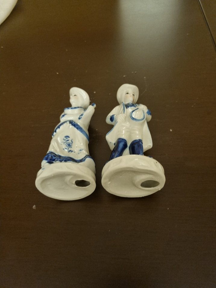 Mavi Detaylı Klasik Seramik Biblo Seti Antika - Görsel 3