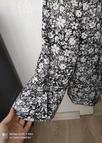l Beden Gri Çiçek Desenli Kadın Midi Ceket