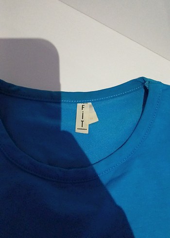 Mavi Kız Tişörtü Baskılı Bisiklet Yaka - Görsel 2