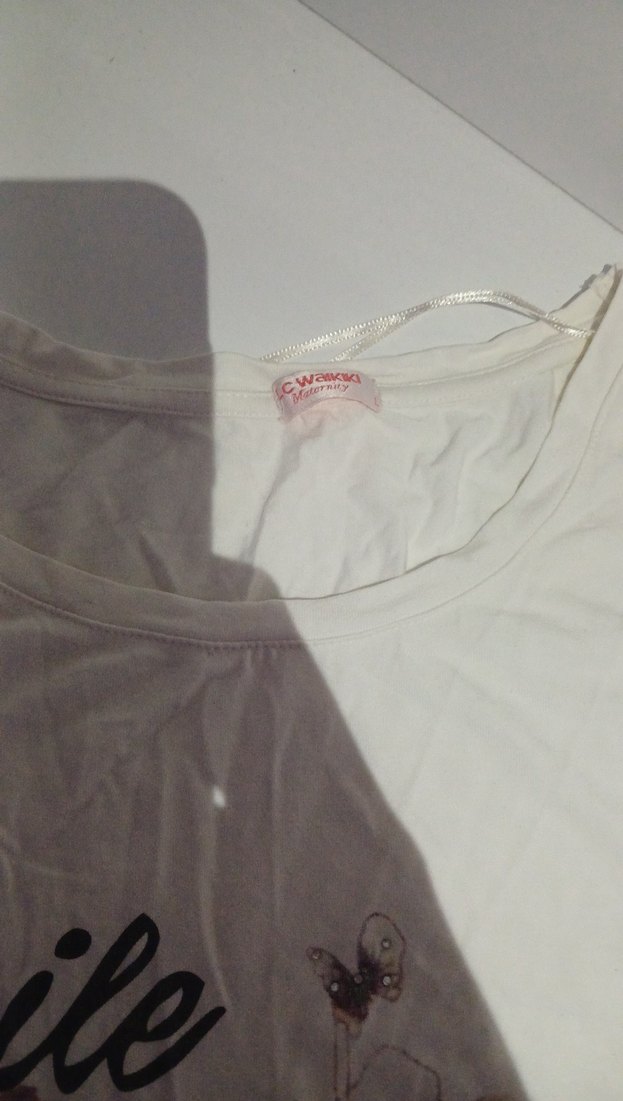 Beyaz Baskılı Hamile Tişörtü, Kısa Kollu - Görsel 2