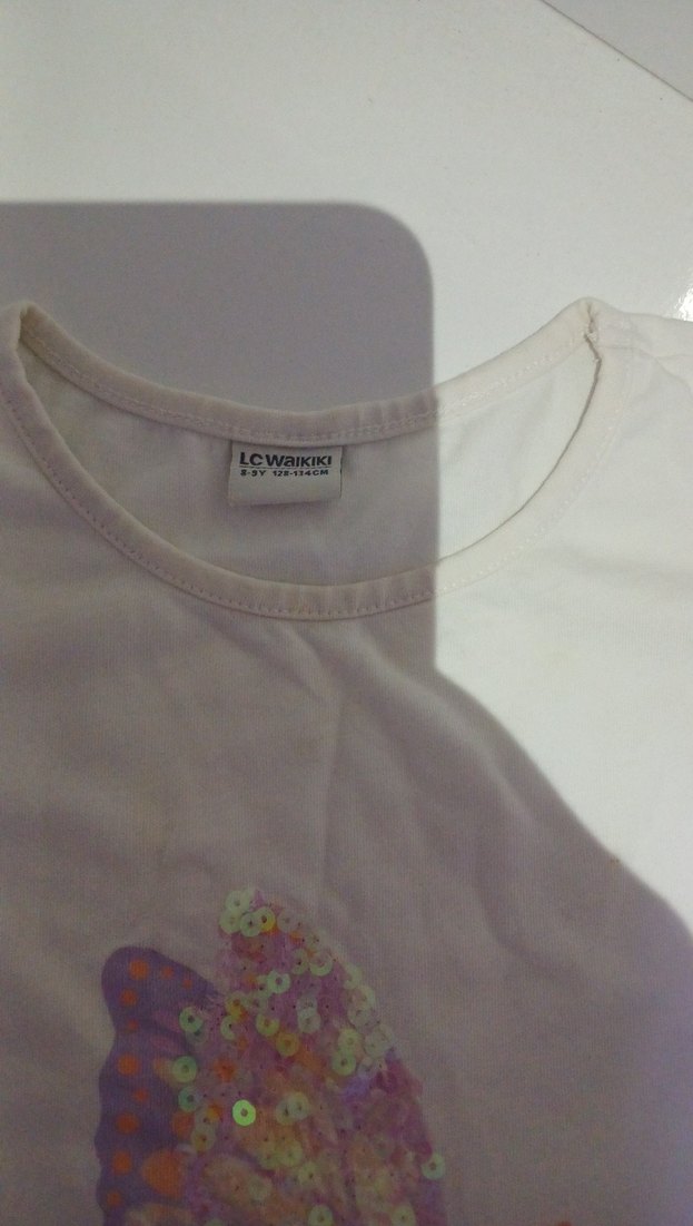 Kız Çocuk Beyaz Kelebekli Fırfırlı Tişört - Görsel 2