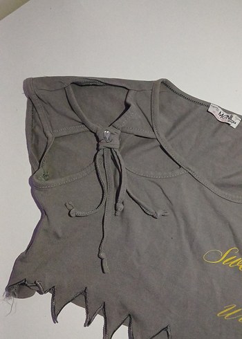 Gri Kısa Kollu Hamile Bluzu - Görsel 2