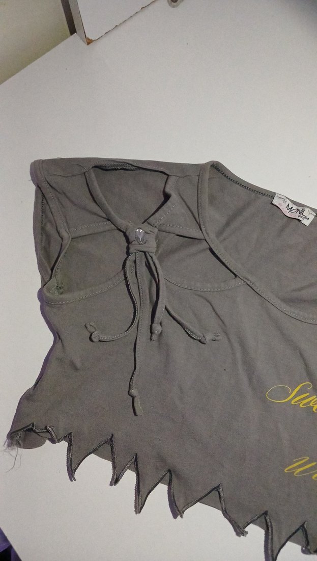 Gri Kısa Kollu Hamile Bluzu - Görsel 2