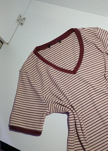 Bordo V Yaka Hamile Tişörtü - Görsel 2