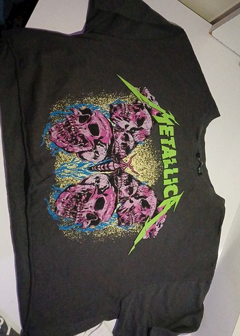 Kız Çocuk Metallica Baskılı Siyah Tişört - Görsel 2