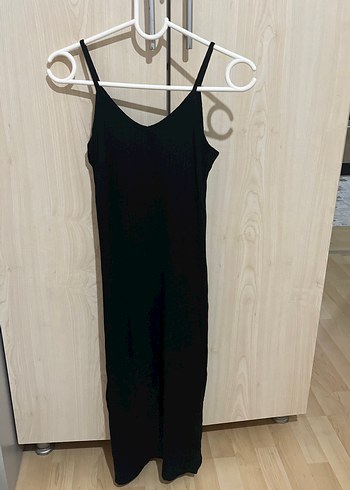Diğer Siyah İnce Askili Minimal Elbise