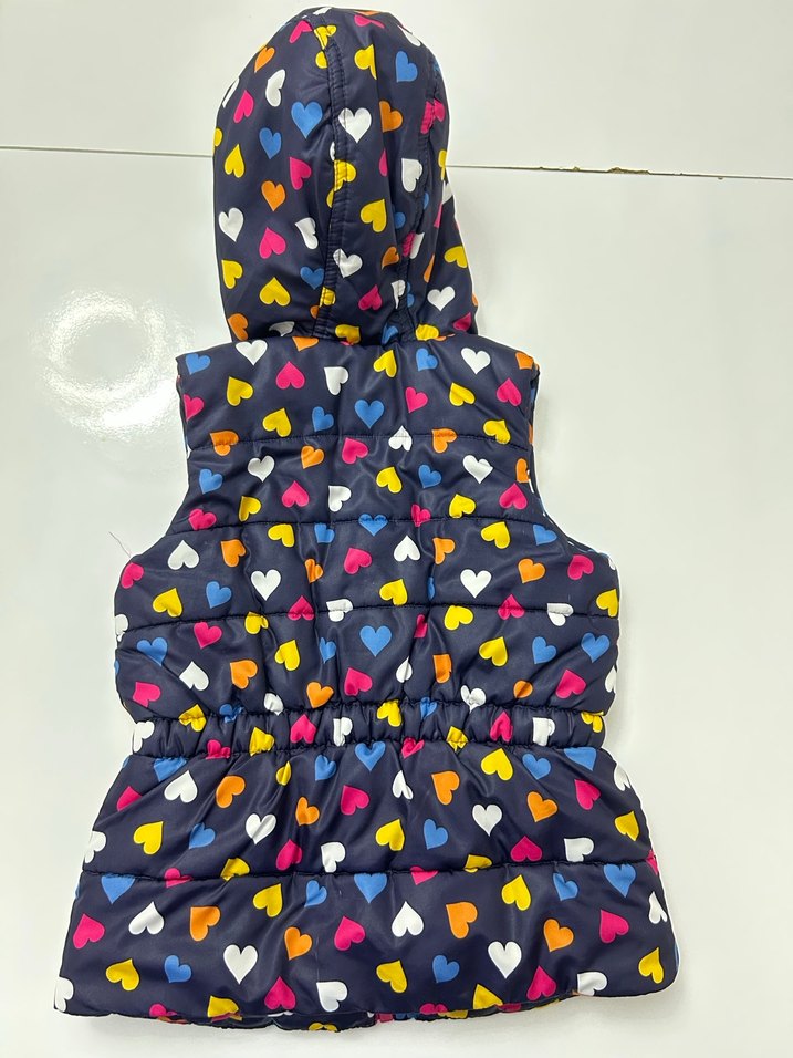 Kız Çocuk Kapüşonlu Renkli Desenli Yelek - Görsel 2