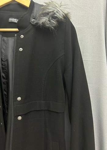 Kadın Siyah Uzun Düğmeli Kaban - Görsel 5