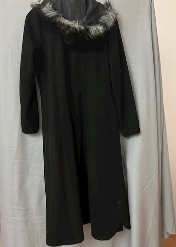 Kadın Siyah Uzun Düğmeli Kaban - Görsel 7