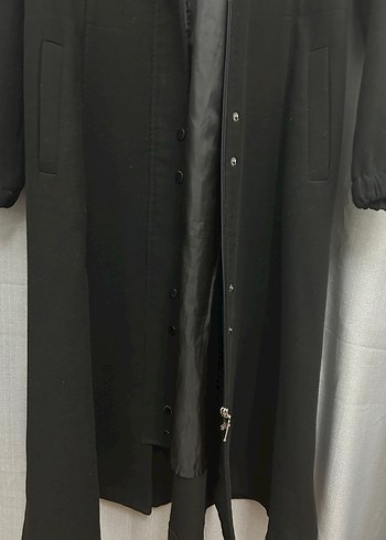 Kadın Siyah Uzun Düğmeli Kaban - Görsel 6