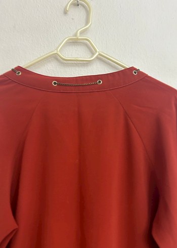 Kiremit rengi Yüksek Yakalı Uzun Kollu Kadın Bluz - Görsel 4