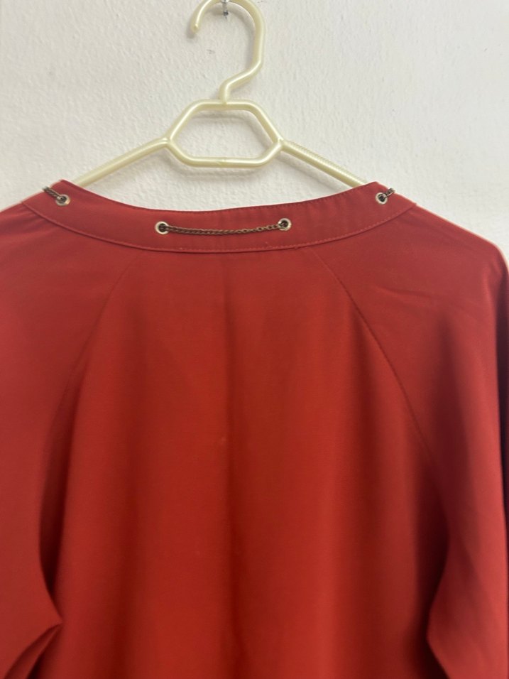 Kiremit rengi Yüksek Yakalı Uzun Kollu Kadın Bluz - Görsel 4