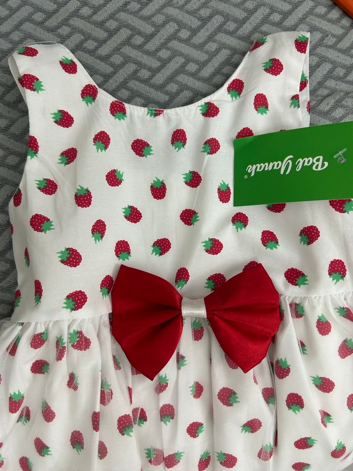 Kız Çocuk Çilek Desenli Fırfırlı Elbise - Görsel 4