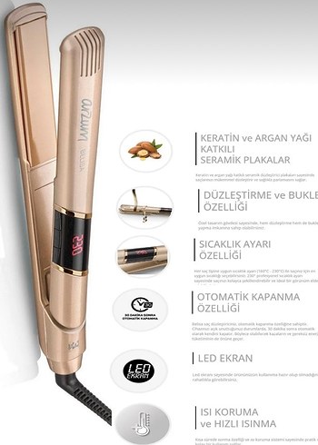 Arzum Arzum AR5024 Belisa Saç Düzleştirici Keratin Seramik Plaka