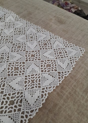 El İşi Beyaz Dantel masa Örtüsü - Görsel 4