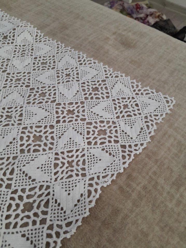 El İşi Beyaz Dantel masa Örtüsü - Görsel 4