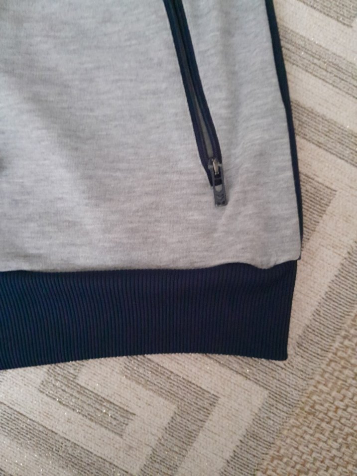 Mor ve Gri Kapüşonlu Fermuarlı Kadın Eşofman Üstü - Görsel 4