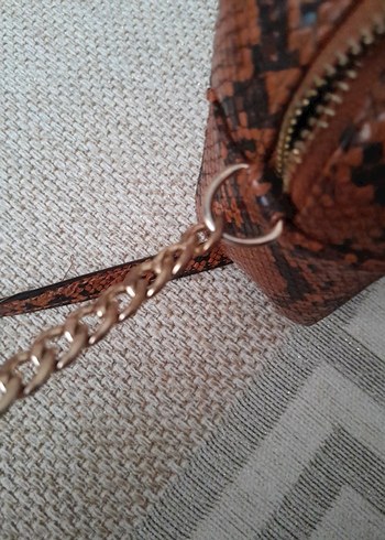 Kahverengi Yılan Desenli Deri Kadın Çanta - Görsel 6