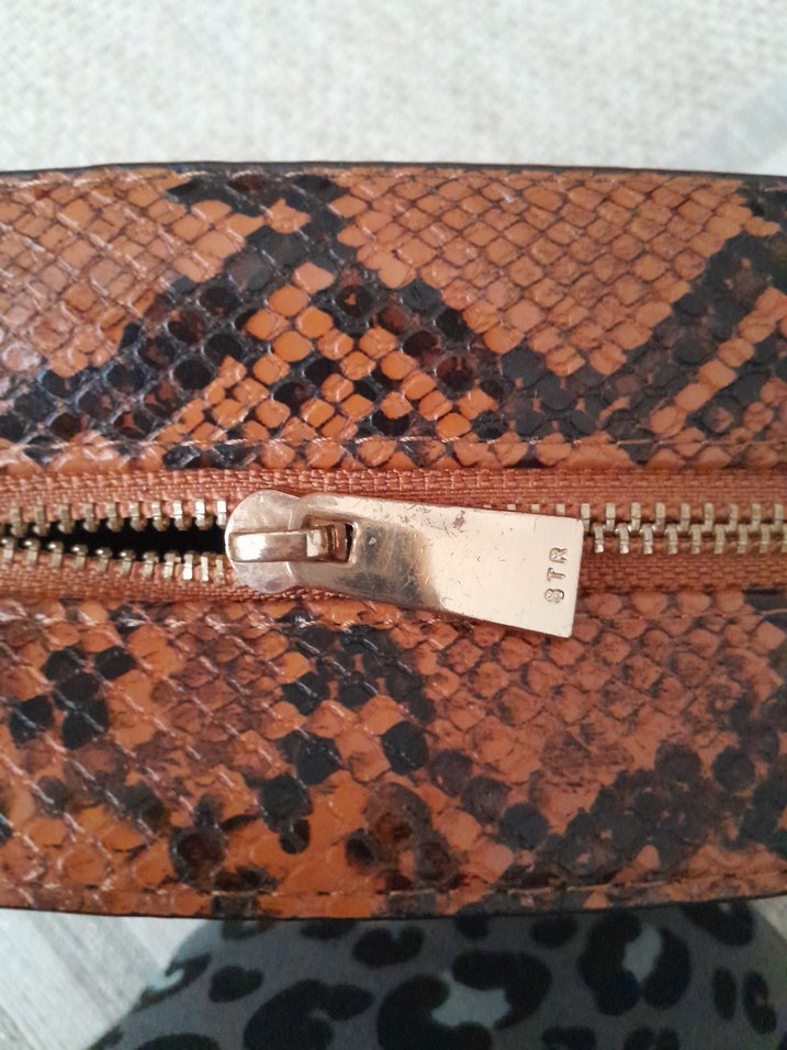 Kahverengi Yılan Desenli Deri Kadın Çanta - Görsel 5
