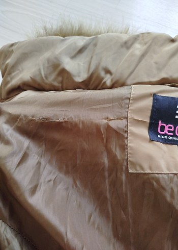 Kürklü Kapüşonlu Bej Kadın Kışlık Mont - Görsel 5