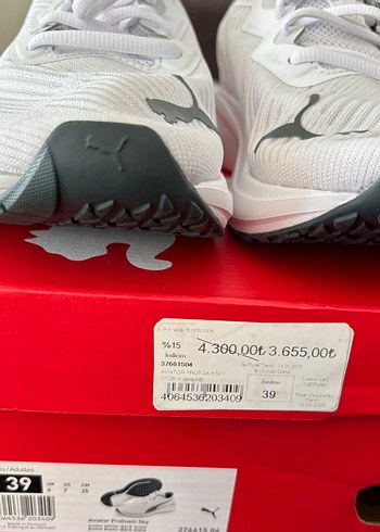 39 Beden beyaz Renk puma running sıfır urun