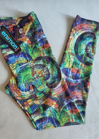 Renkli Tie-Dye Kadın Tayt, Elastik Bel