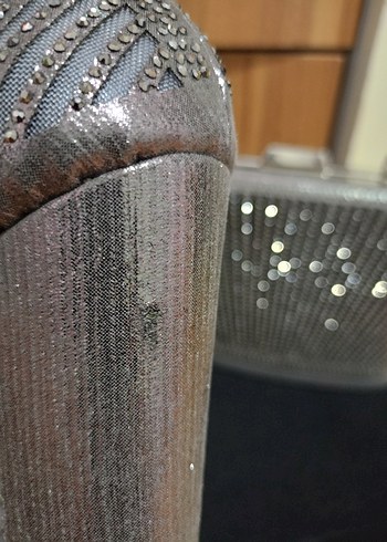 Gri Metal Tokalı Yüksek Topuklu Kadın Abiye Ayakkabı - Görsel 16