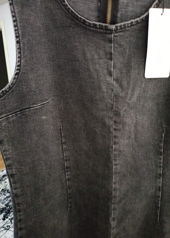 Gri Uzun Denim Kadın Elbise - Görsel 11