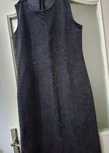 Gri Uzun Denim Kadın Elbise - Görsel 2