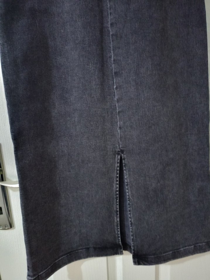 Gri Uzun Denim Kadın Elbise - Görsel 4