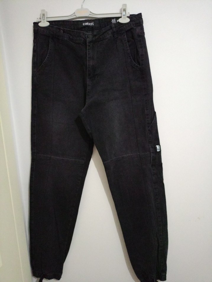 Erkek Siyah Bol Kesim Denim Pantolon - Görsel 3