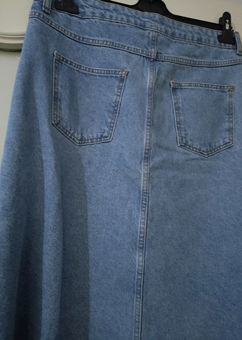 Uzun Mavi Denim Salaş Etek - Görsel 3